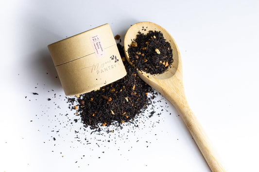 Autumn Spice Tea | Warm & Cozy Fall Tea Autumn Spice artisan tea blend black tea antioxidant cinnamon clove vanilla bean orange allspice loose leaf tea caffeinated small batch tea handcrafted herbalism fall thanksgiving tea gift tea hostess party set whole leaf tea wellness blend holistic