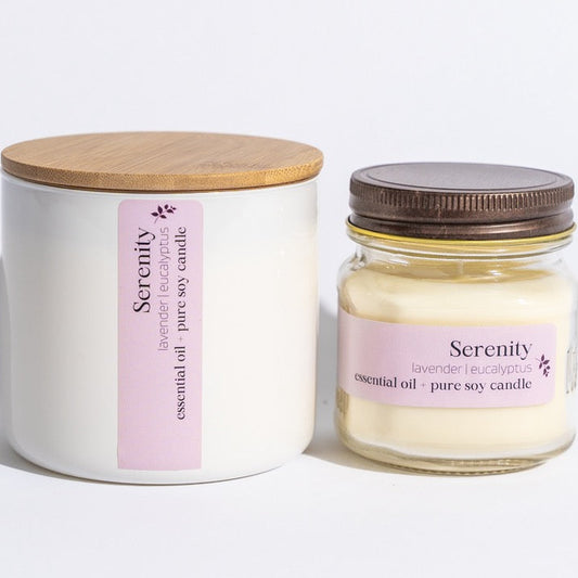 Serenity is a blend of lavender and eucalyptus essential oils, bringing a calming and rejuvenating experience to your senses.
