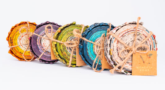 Coaster Set - Handcrafted with Recycled Newspaper