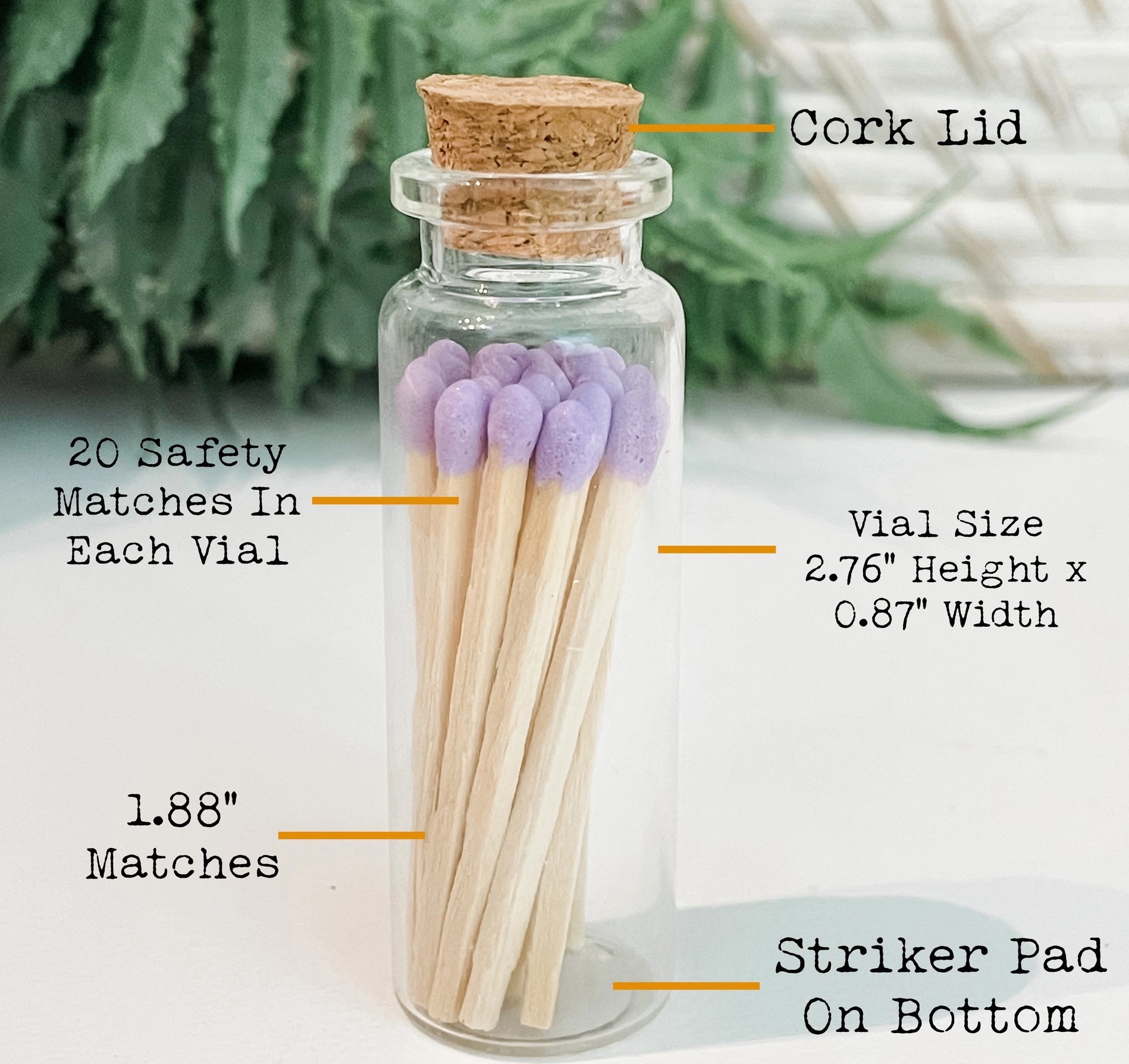  Cork Top Glass Jar of Color Tip Wooden Matches