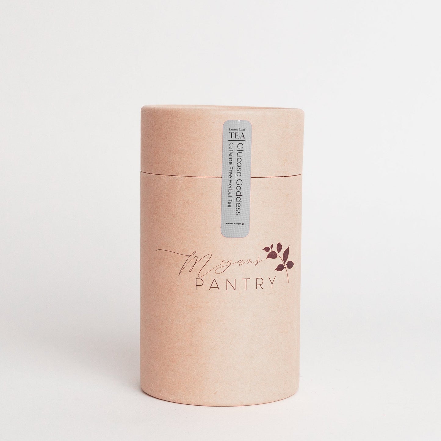 Megan’s Pantry Glucose Goddess Herbal Tea – a caffeine-free blend of raspberry leaf, cinnamon, lemon balm, and fenugreek for natural balance and comfort.