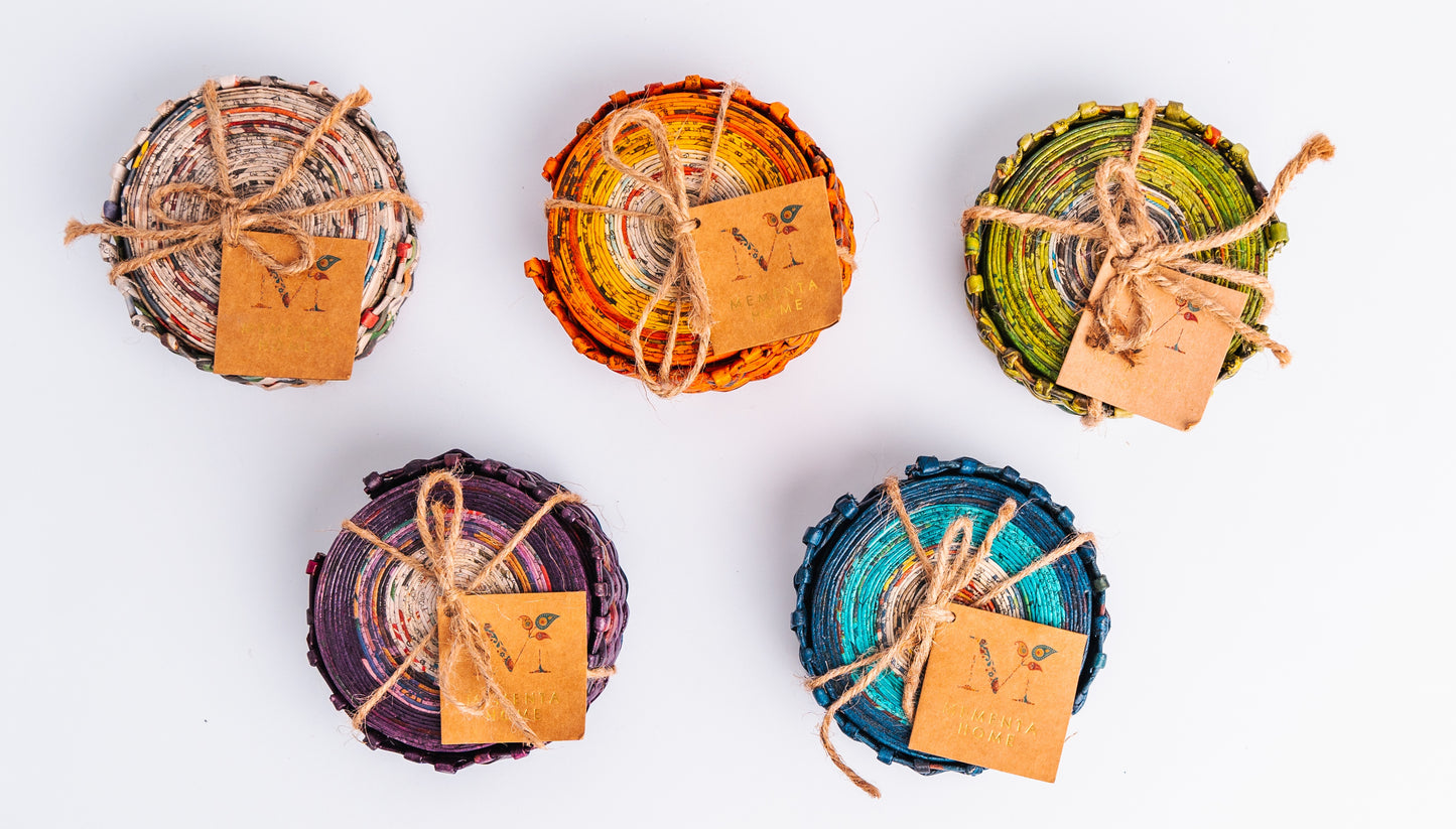 Coaster Set - Handcrafted with Recycled Newspaper